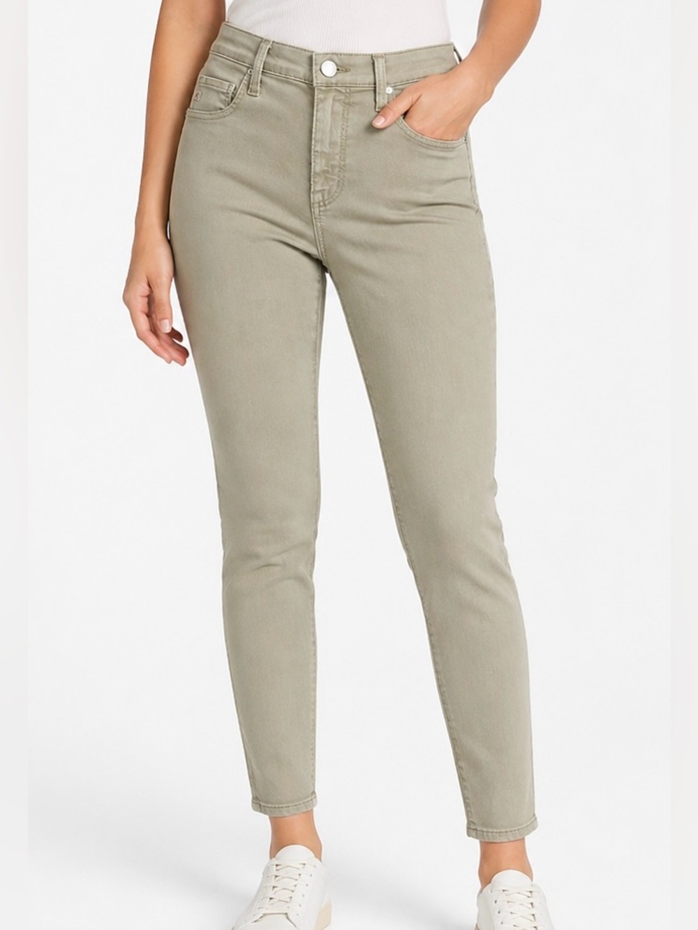 AG Farrah Ankle Seamless Jeans Women’s 28R Beige High Rise Skinny Stretch Denim